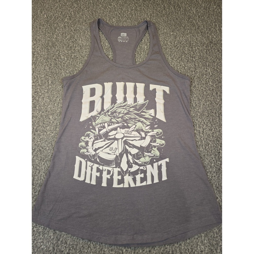 The Lift Box Built Different Men's Tank Top Gray Wolf Graphic Gym Muscle Shirt L